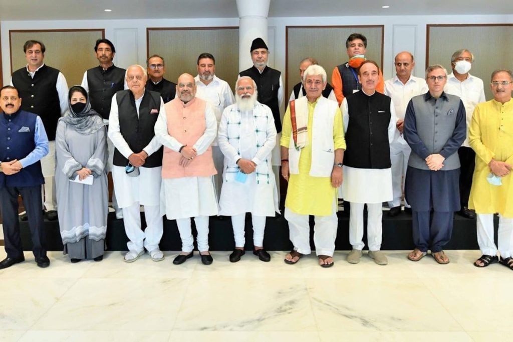 Prime Minister Narendra Modi today held a crucial meeting with 14 political leaders of Jammu and Kashmir to chalk out the future course of action in the union territory.