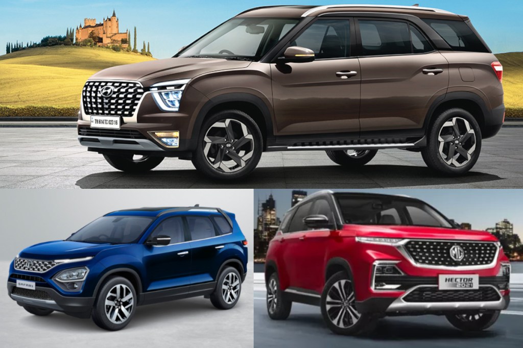 Hyundai Alcazar vs Tata Safari vs MG Hector Plus comparison