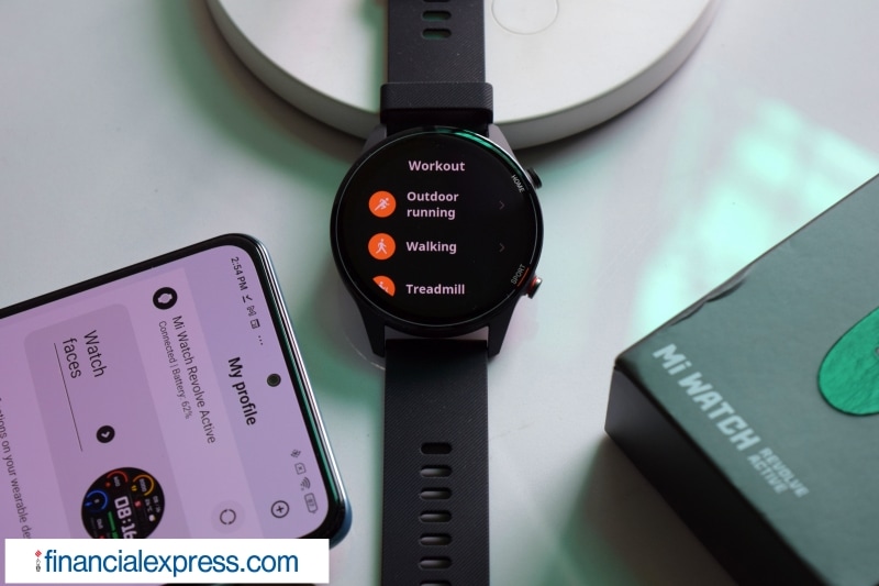 The 420mAh battery inside the Mi Watch Revolve Active is rated to deliver 14 days of "typical" usage though your mileage may vary. The other smartwatches in the list claim more or less similar battery life but only the OnePlus Watch supports fast charging. (Photo credit: Saurabh Singh/Financial Express)