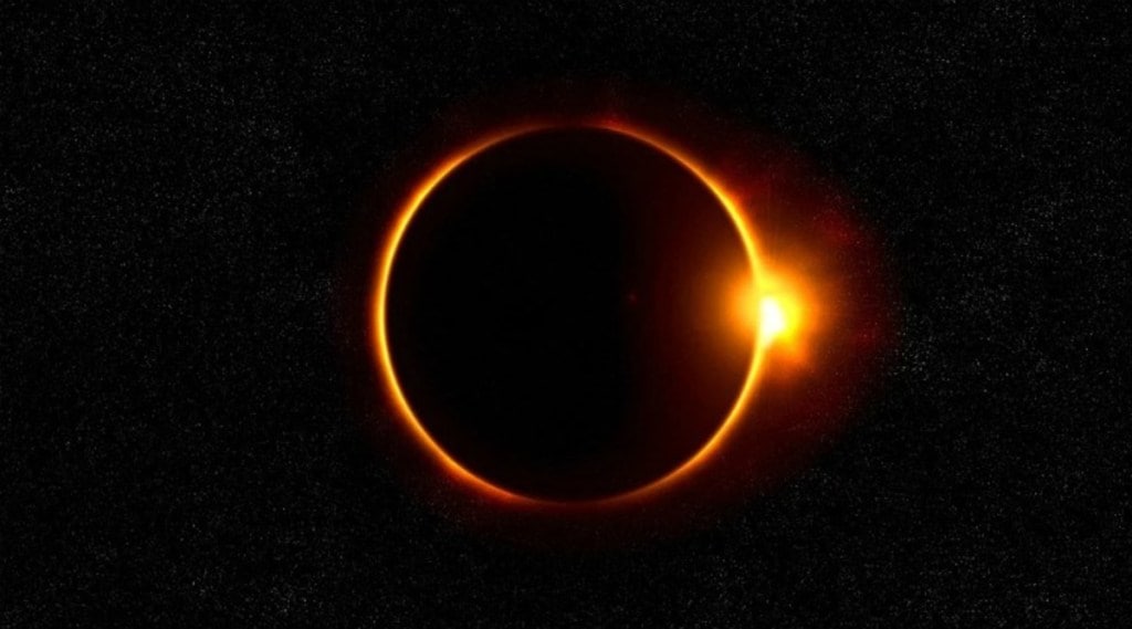 The solar eclipse is annular and it takes place when the moon is positioned between the Earth and the Sun. 
