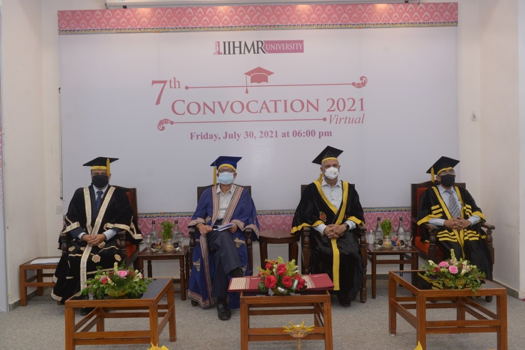 IIHMR University gave away degrees of MBA degrees to students in Hospital and Health Management, Pharmaceutical Management and Rural Management.
