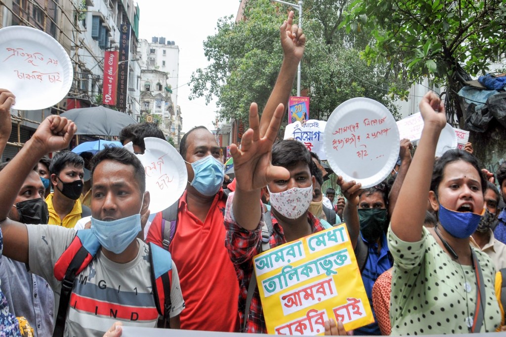 Job candidates protest demanding speedy recruitment in Kolkata (PTI Image)