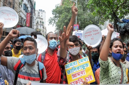 Job candidates protest demanding speedy recruitment in Kolkata (PTI Image)