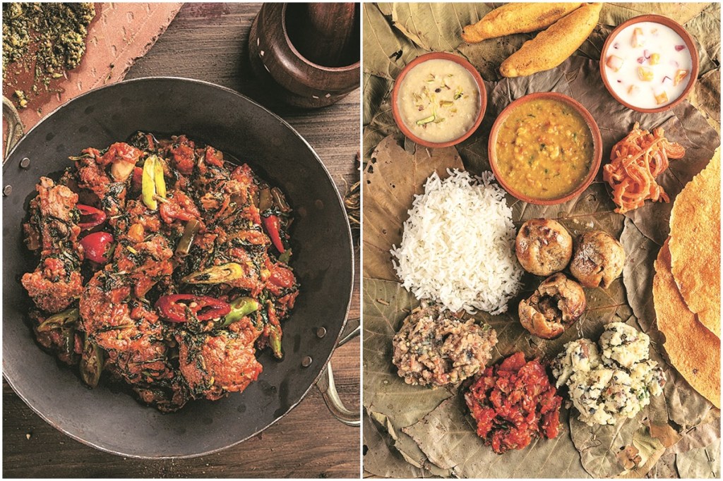 Kulfa gosht and The Bihari litti chokha thali, part of the ‘nani ke nuskhe’ menu by Punjab Grill