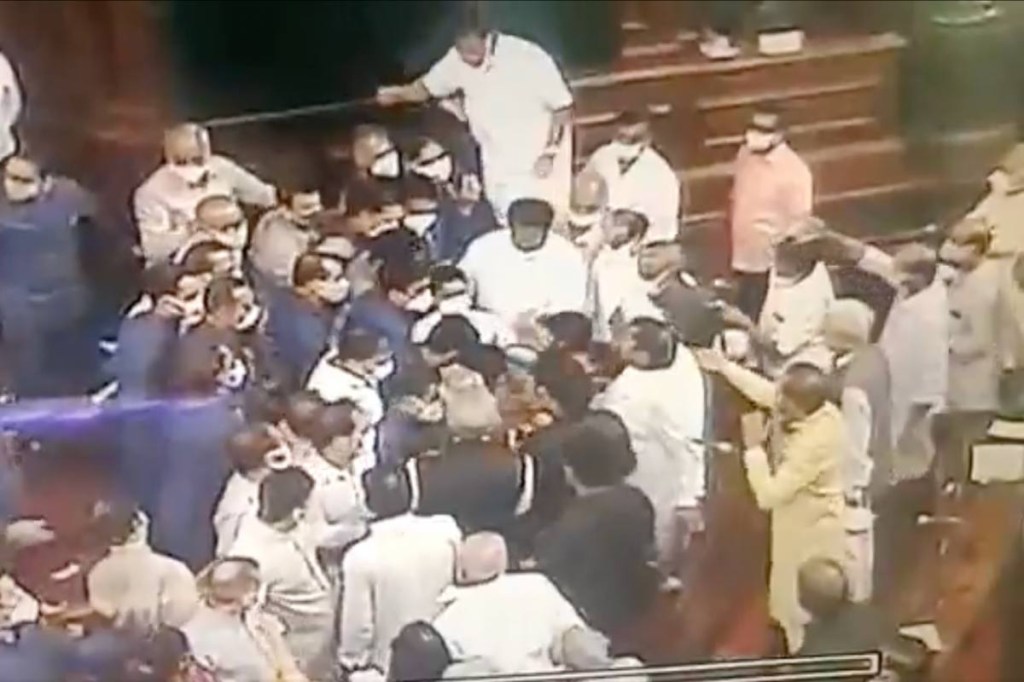 The video comes amid the Opposition's charges of the government curtailing the Monsoon Session by two days and manhandling its MPs during the ruckus in the Rajya Sabha. (ANI Photo)