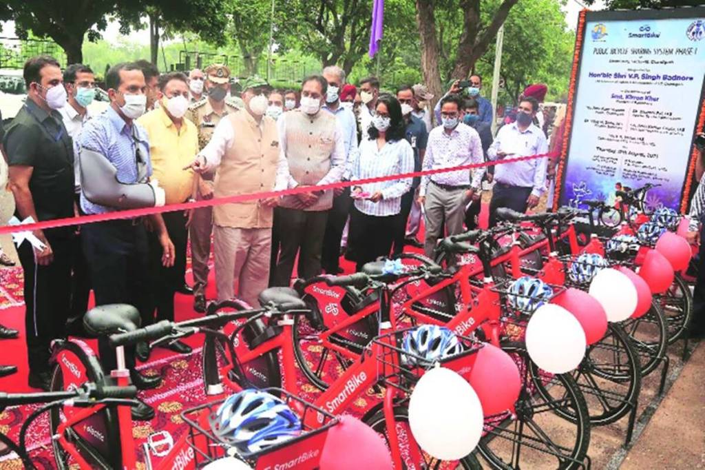 With the launch of the public bike sharing project, the northern city which also happens to be the joint capital city of Punjab and Haryana has added another feather in its cap. (Credit: The Indian Express)