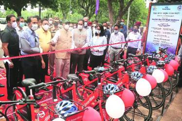 With the launch of the public bike sharing project, the northern city which also happens to be the joint capital city of Punjab and Haryana has added another feather in its cap. (Credit: The Indian Express)
