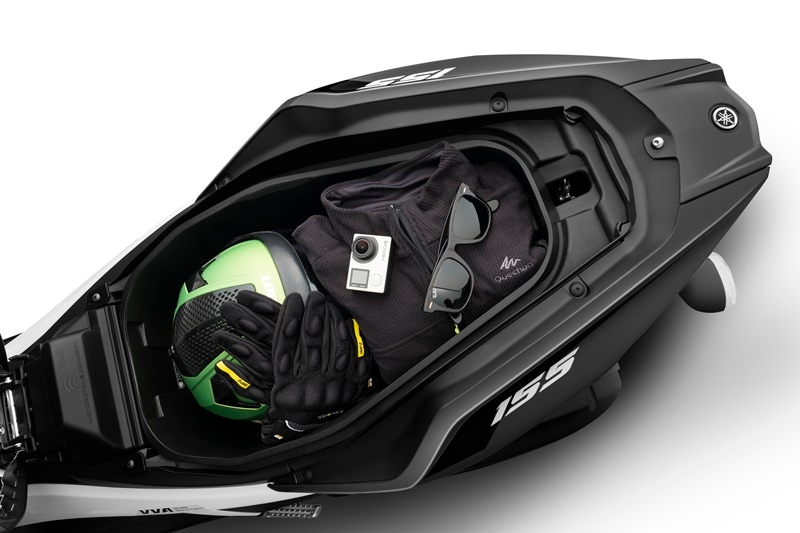 The Yamaha Aerox 155 gets a generous underseat storage capacity of 24.5 litres. The company claims that this is enough to accomodate one full-face helmet along with some other bits. That said, this is the biggest underseat storage on offer among all petrol scooters currently on sale in India.