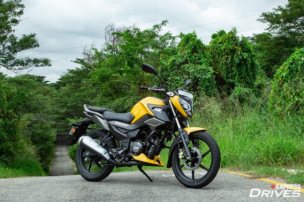 TVS Raider 125 yellow side