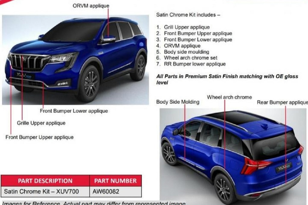 Mahindra XUV700 official accessory list surfaces online: Gets satin chrome kit and more