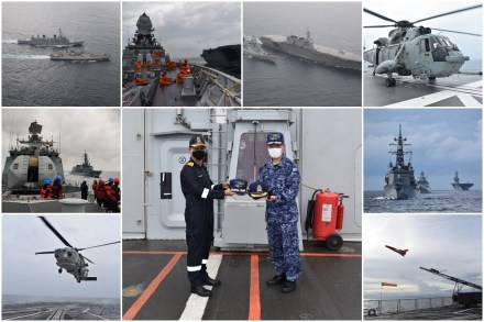 According to the India Navy, P8I, which is a shore-based maritime reconnaissance aircraft and MiG 29K fighters, also participated in the drill. (Images Credit: Indian Navy)