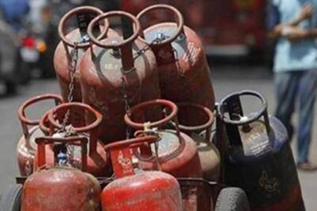 In Noida, the refill of a small cylinder of 5-kg capacity costs around Rs 375 while a new one costs around Rs 1,400 which includes regulator also, a retailer said. In Noida, the refill of a small cylinder of 5-kg capacity costs around Rs 375 while a new one costs around Rs 1,400 which includes regulator also, a retailer said.