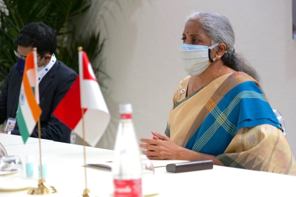 "Finance Minister @nsitharaman met @LawrenceWongST Finance Minister of Singapore on the sidelines of #G20 Finance & Health Ministers Meeting in #Rome ahead of #G20RomeSummit. Noting strong #IndiaSingapore relations, the ministers discussed opportunities for further collaboration," the Finance Ministry tweeted.