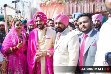 Channi's son Navjit Singh was solemnised at Sacha Dhan Sahib gurdwara on Sunday. Navjit married an engineering graduate Simrandheer Kaur, who is pursuing an MBA degree. (Express Photo)