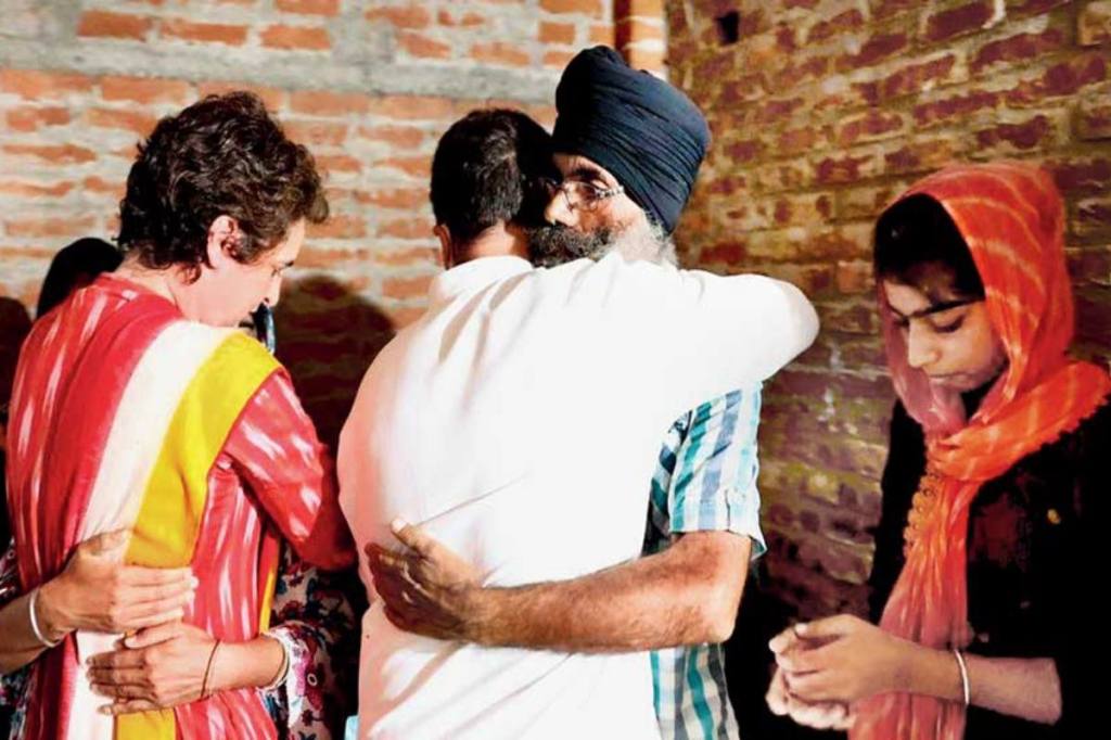 Rahul and Priyanka Gandhi, along with other Congress leaders, met the grieving families of the farmers who died in the violence on Sunday.