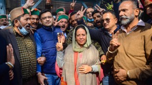 Congress candidate from Mandi Lok Sabha seat Pratibha Singh celebrates her victory in by-elections in Shimla (PTI image)