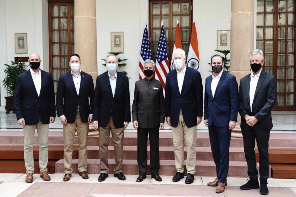 "Pleased to meet US Congress Delegation led by Sen @JohnCornyn today in New Delhi. A productive exchange of views on bilateral cooperation and regional issues, including Indo-Pacific and Afghanistan," Jaishankar tweeted.