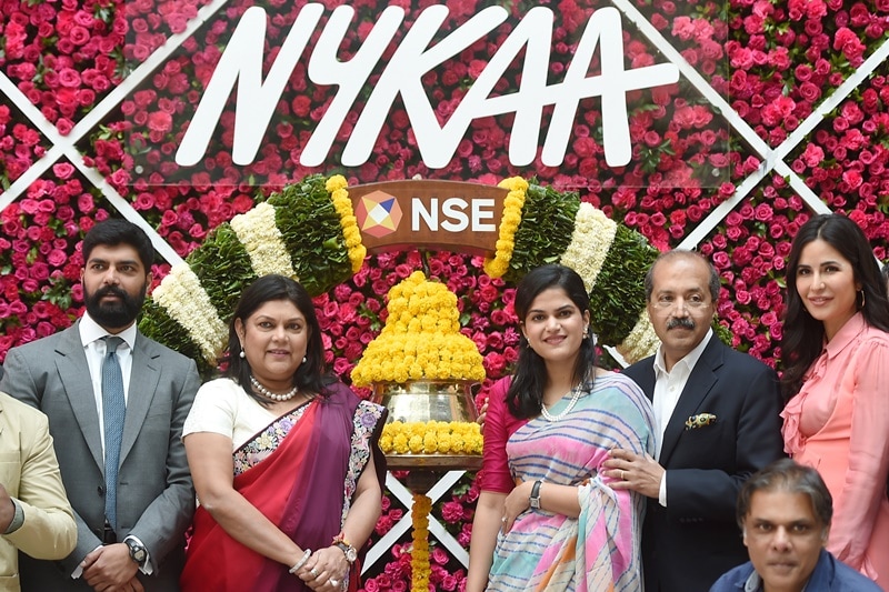 nykaa ipo, katrina kaif, bollywood, alia bhatt, nykaa public issue, nykaa share listing, nykaa ipo stock listing, nykaa stock market debut, stock market, fsn e-commerce ventures, falguni nayar