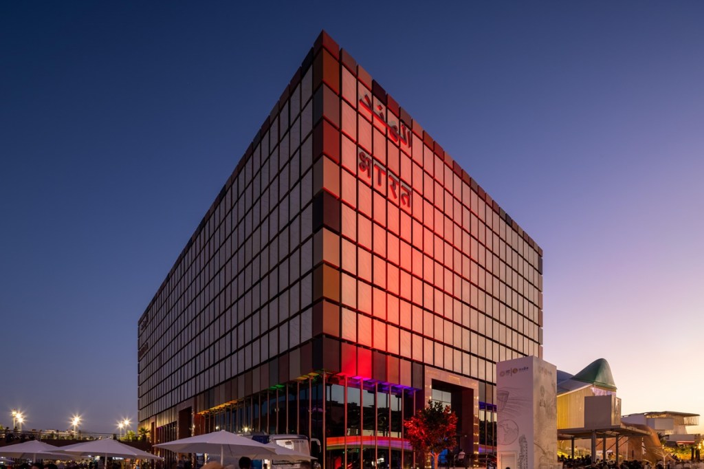It is at night when the look of the Indian pavilion is complete. (Image: Expo 2020 Dubai) It is at night when the look of the Indian pavilion is complete. (Image: Expo 2020 Dubai)