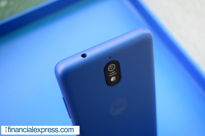 This is a dual-SIM phone but you’ll be locked to Jio for everything but voice calls. One SIM will be PLMN locked to Jio and mobile data connectivity will be available only on Jio SIM. (Photo credit: Saurabh Singh/Financial Express)