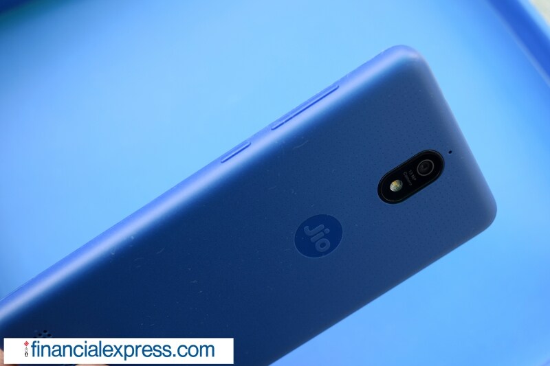 JioPhone Next has a 13MP rear and an 8MP front camera. Both can record 1080p @30fps videos. Portrait and night mode are available. (Photo credit: Saurabh Singh/Financial Express)