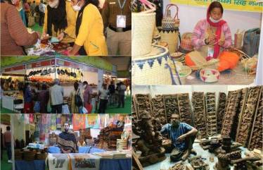 Handicrafts, cloths and edibles from different states line up the halls.