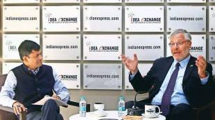 Shubhajit Roy, Deputy Chief of National Bureau, The Indian Express, with Israeli ambassador Naor Gilon (Image: Gajendra Yadav)