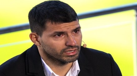 Barcelona striker Sergio Aguero during a press conference (Image: PTI/ AP)