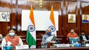 FM Nirmala Sitharaman chairs a pre-Budget meeting via video conferencing, in New Delhi on Saturday (PTI Image)