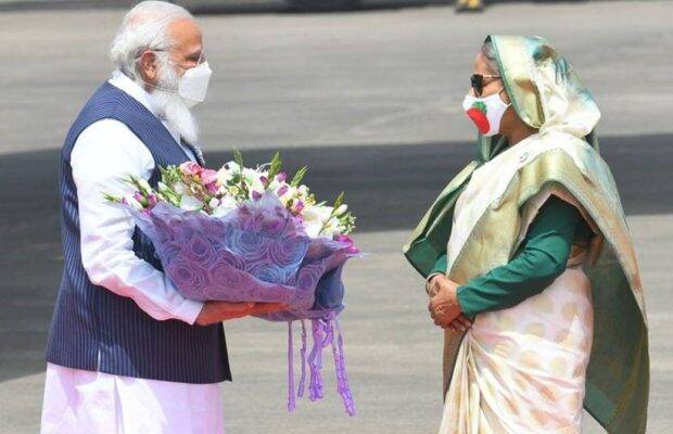The development of India’s economy and the core of its Neighbourhood First and Act East policies can only be fulfilled with Bangladesh’s help. (Image: Twitter/ PM Narendra Modi)