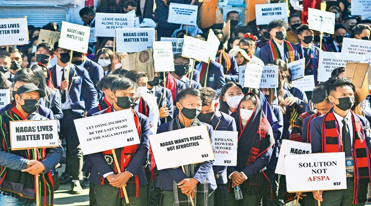 Locals stage a protest demanding repeal of Armed Forces (Special Powers) Act in Kohima (PTI Image)