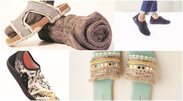 The heel counters are created with upcycled industrial fishing nets, outsoles composed of recycled rubber and cork, while the comfortable Ortholite ECO35 insoles are made of 5% recycled rubber content.