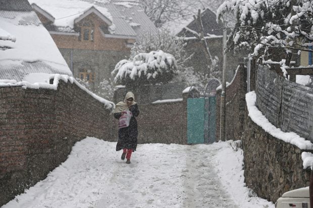 Kashmir valley is currently under the grip of the 40-day harshest winter period known as 'Chilla-i-Kalan' which began on December 21.(PTI Photo)