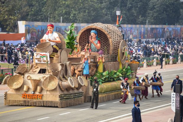 Meghalaya tableau passes the Rajpath, during the Republic Day Parade 2022 in New Delhi (PTI Photo)