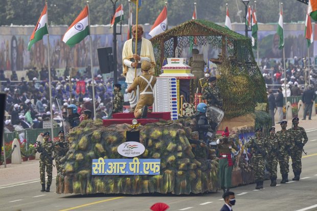 Central Reserve Police Force (CRPF)tableau during the Republic Day Parade 2022, at Rajpath in New Delhi. (PTI Photo)
