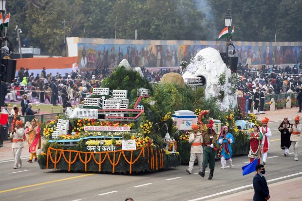 Jammu and Kashmir tableau during the Republic Day Parade 2022, at Rajpath in New Delhi. (PTI Photo)