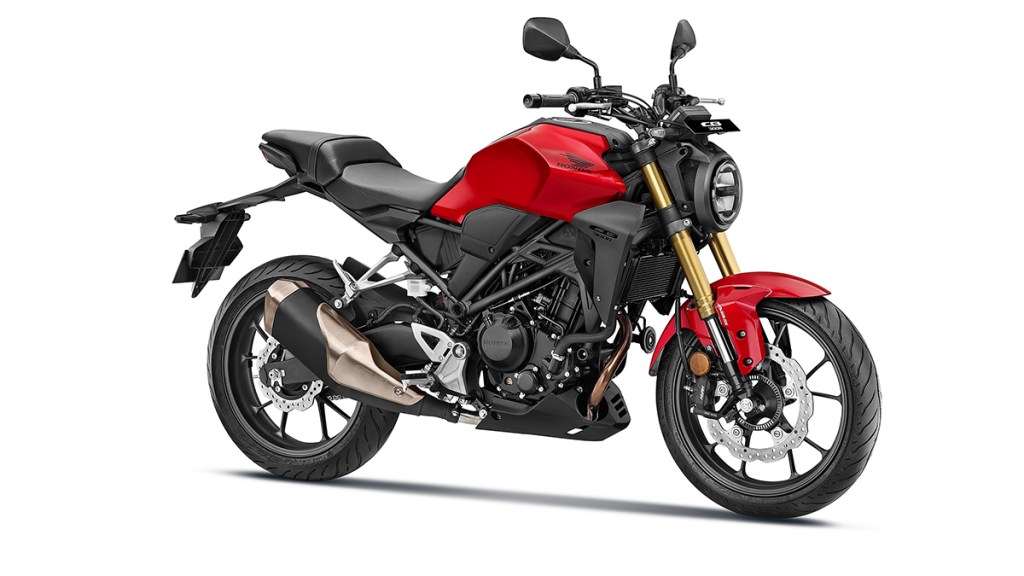 2022 Honda CB300R Pearl Spartan Red side view