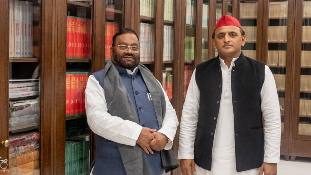 Maurya (L) met Samajwadi Party chief Akhilesh Yadav yesterday soon after tendering his resignation from the UP cabinet.