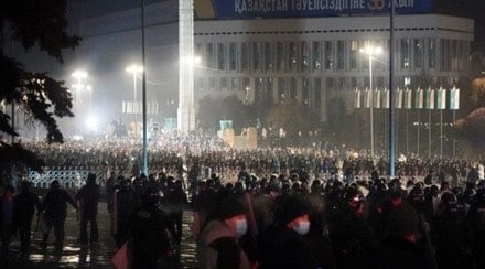 Ostensibly, protests started over the price-hike of the LPG, which is used for vehicles by many Kazakhs. (AP)