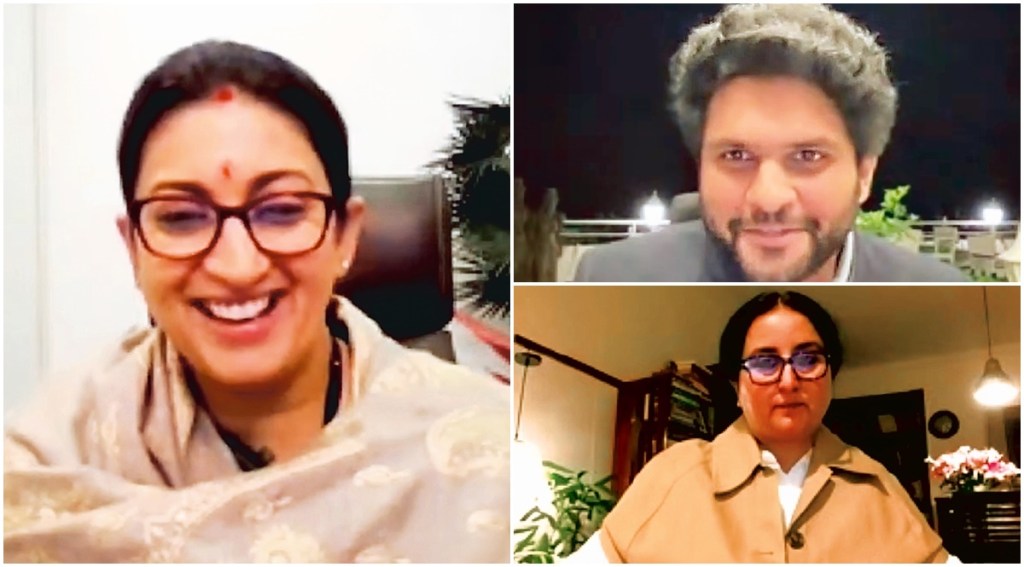 Smriti Irani was in conversation with Anant Goenka, Executive Director, The Indian Express Group, and National Opinion Editor Vandita Mishra Smriti Irani was in conversation with Anant Goenka, Executive Director, The Indian Express Group, and National Opinion Editor Vandita Mishra