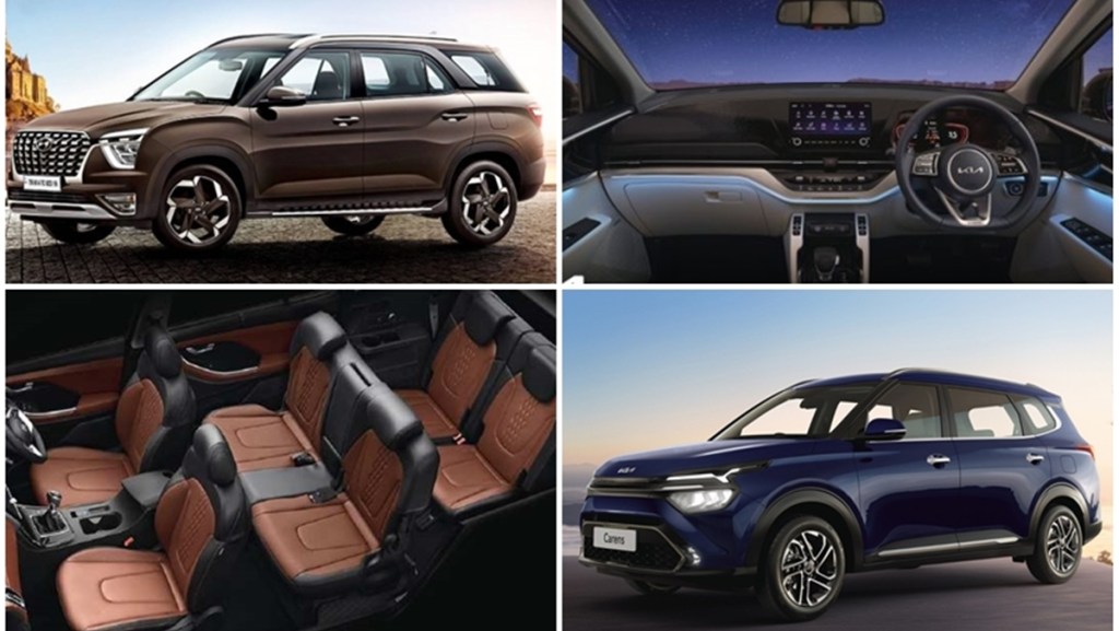 Kia Carens vs Hyundai Alcazar spec comparison: Engine, features, dimensions, price