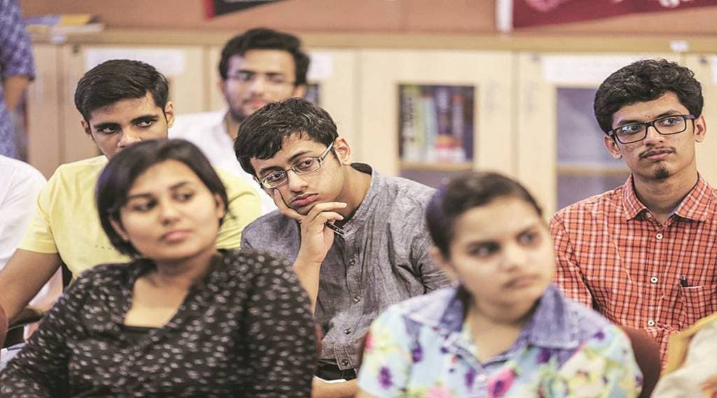 Participants attend a counseling session given by the University of Southern California (USC) at the United States-India Education Foundation (USIEF) in Mumbai, India, on Wednesday, March 8, 2017. For decades, the U.S. has lured thousands of foreign students who’ve been quickly hired by the likes of Google Inc. and Microsoft Corp. Now the Trump administration is trying to slash immigrant visas, while Republican and Democrat lawmakers are introducing bills to curb the number of work visas. Recent violent attacks against Indians—several fatal—have raised the specter of physical danger among Indians who have fantasies of a life in the U.S. Photographer: Dhiraj Singh/Bloomberg