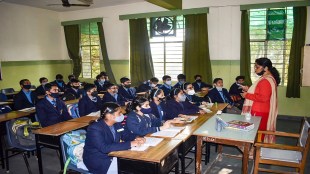 Children attend a class after schools reopen in Meerut, Uttar Pradesh (PTI Image)