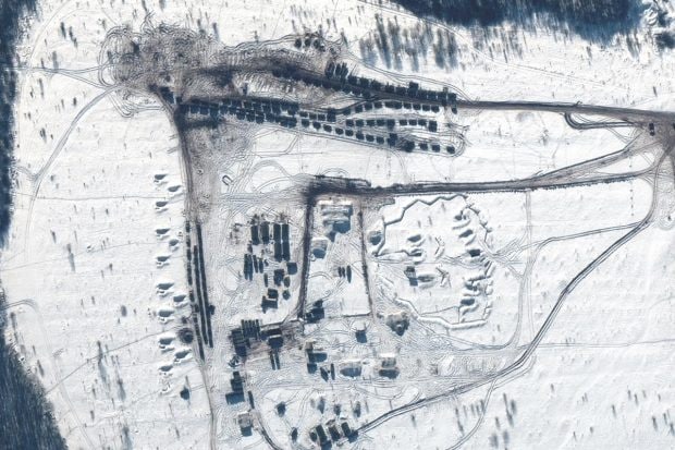 The images confirmed what U.S. and other Western officials have been saying: Russian forces are arrayed within striking distances of Ukraine. (Maxar Technologies via Reuters Photo)