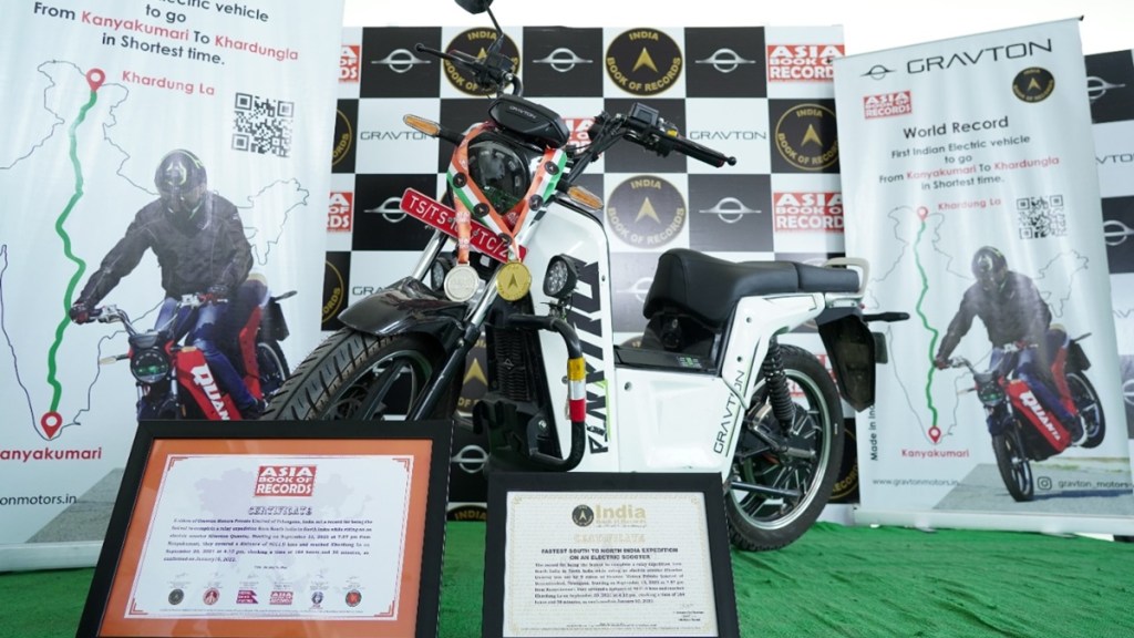 Gravton Quanta electric scooter sets record for non-stop ride from Kanyakumari to Khardung La
