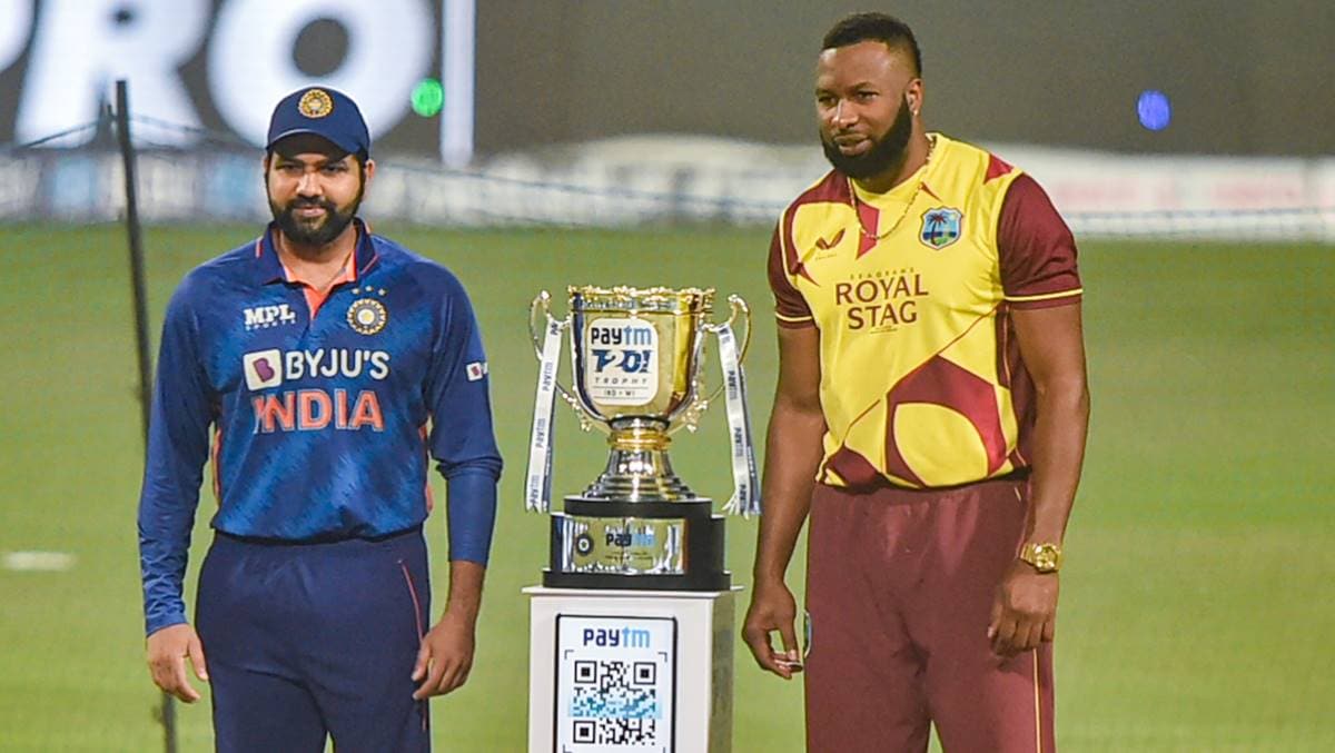 India-West-Indies-Paytm-T20-series-trophy-Rohit-Sharma-Kieron-Pollard