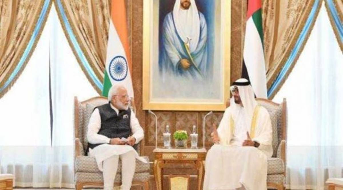 Prime Minister Narendra Modi with Crown Prince of Abu Dhabi and Deputy Supreme Commander of UAE Armed Forces, Sheikh Mohamed bin Zayed al Nahyan