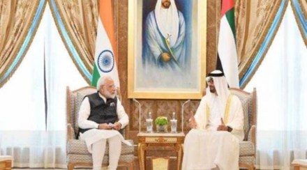Prime Minister Narendra Modi with Crown Prince of Abu Dhabi and Deputy Supreme Commander of UAE Armed Forces, Sheikh Mohamed bin Zayed al Nahyan