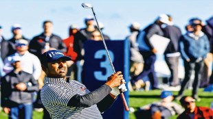 Anirban Lahiri's sheer determination was matched by Cameron Smith's resolve at the Player’s Championship (Twitter image)