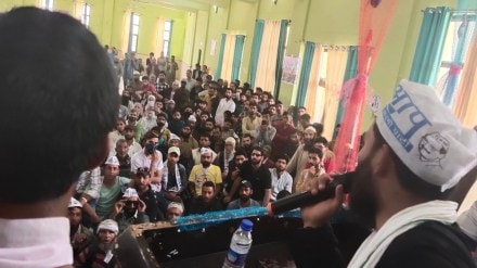 To the surprise of political observers and party’s rivals, it turned into one of the biggest political rallies in the area since the abrogation of Article 370. (Twitter/Mehraj Malik) To the surprise of political observers and party’s rivals, it turned into one of the biggest political rallies in the area since the abrogation of Article 370. (Twitter/Mehraj Malik)